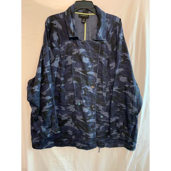 Lane Bryant Other - Lane Bryant Camouflage Jacket Top Camo Snap Lyocell Size 26/28 Cinch Waist